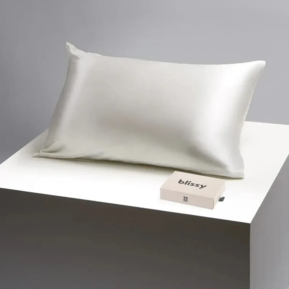 Blissy Silk Pillowcase King White 100% Mulberry Silk 22 Momme Grade 6A NEW